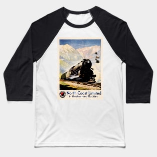 Montana Rockies Northern Pacific Railways Vintage Steam Train Baseball T-Shirt